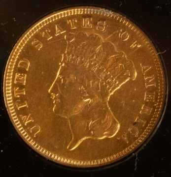 US 1878 $3 Gold Coin 